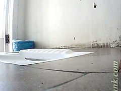 Womens public restroom HD video.